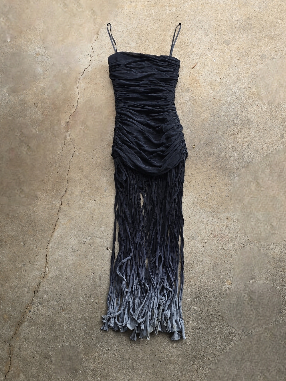 VTG Y2K BCBG Maxazria Silk Fringe Cyber 6 Submersive Fairy Grunge Whimsigoth